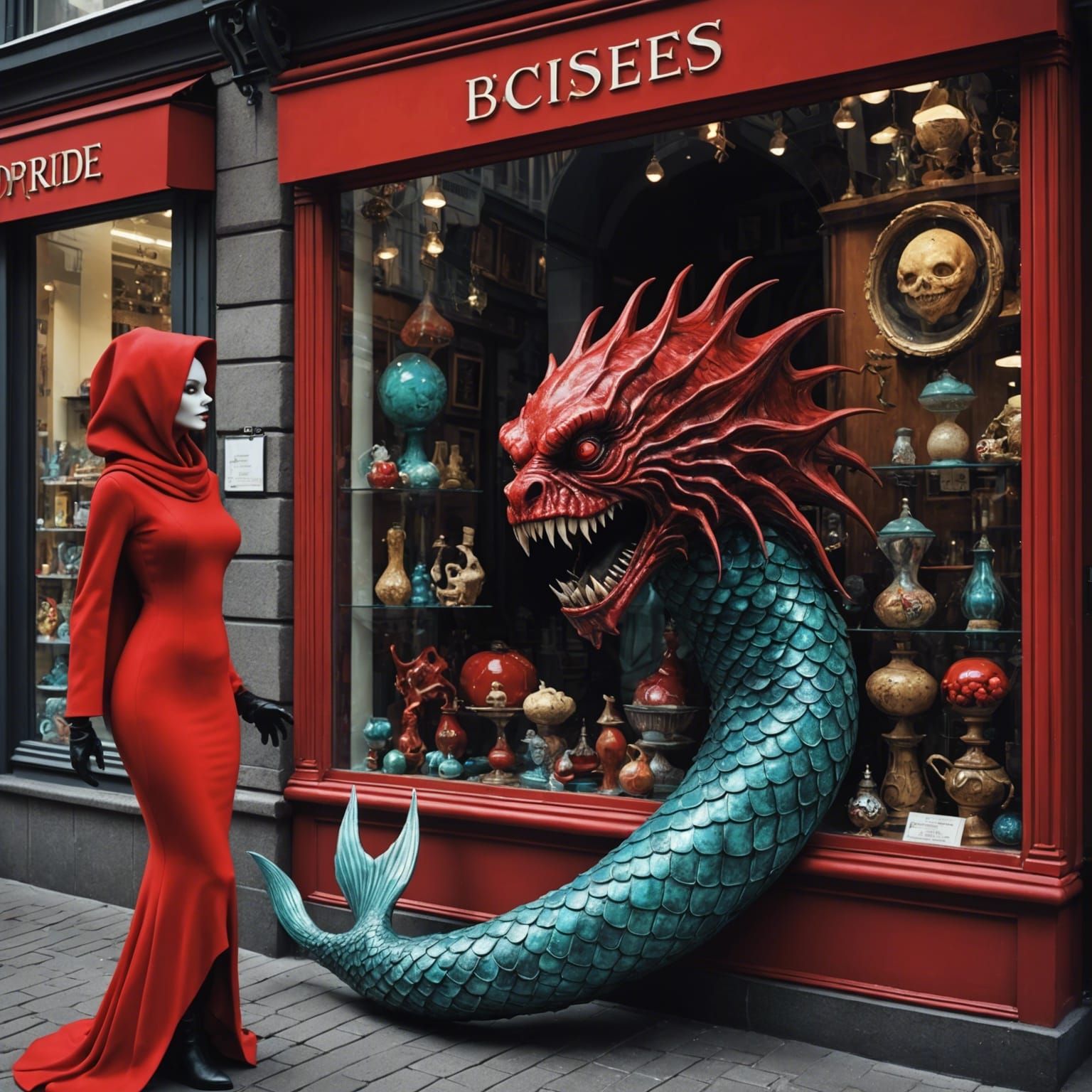 The monster in the shop-window