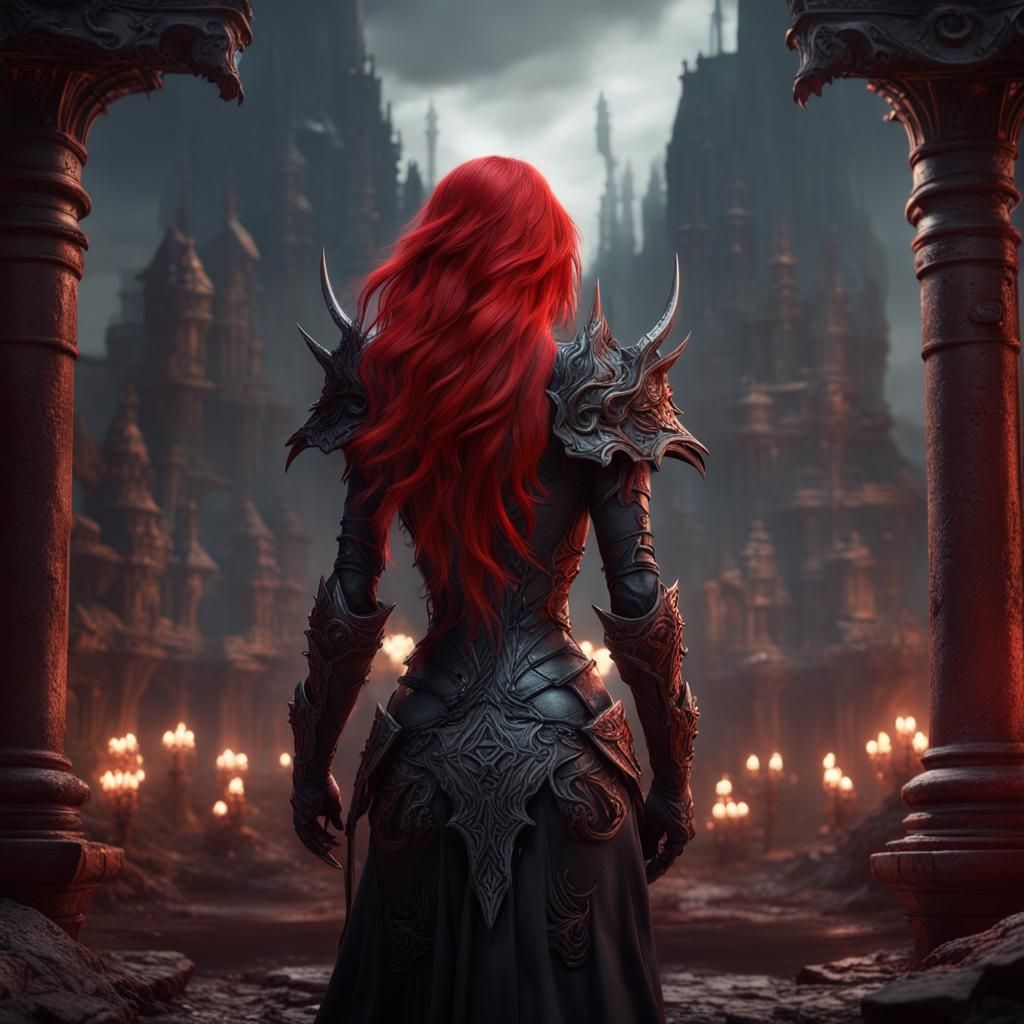 Powerful Redhead in Dark Fantasy Art