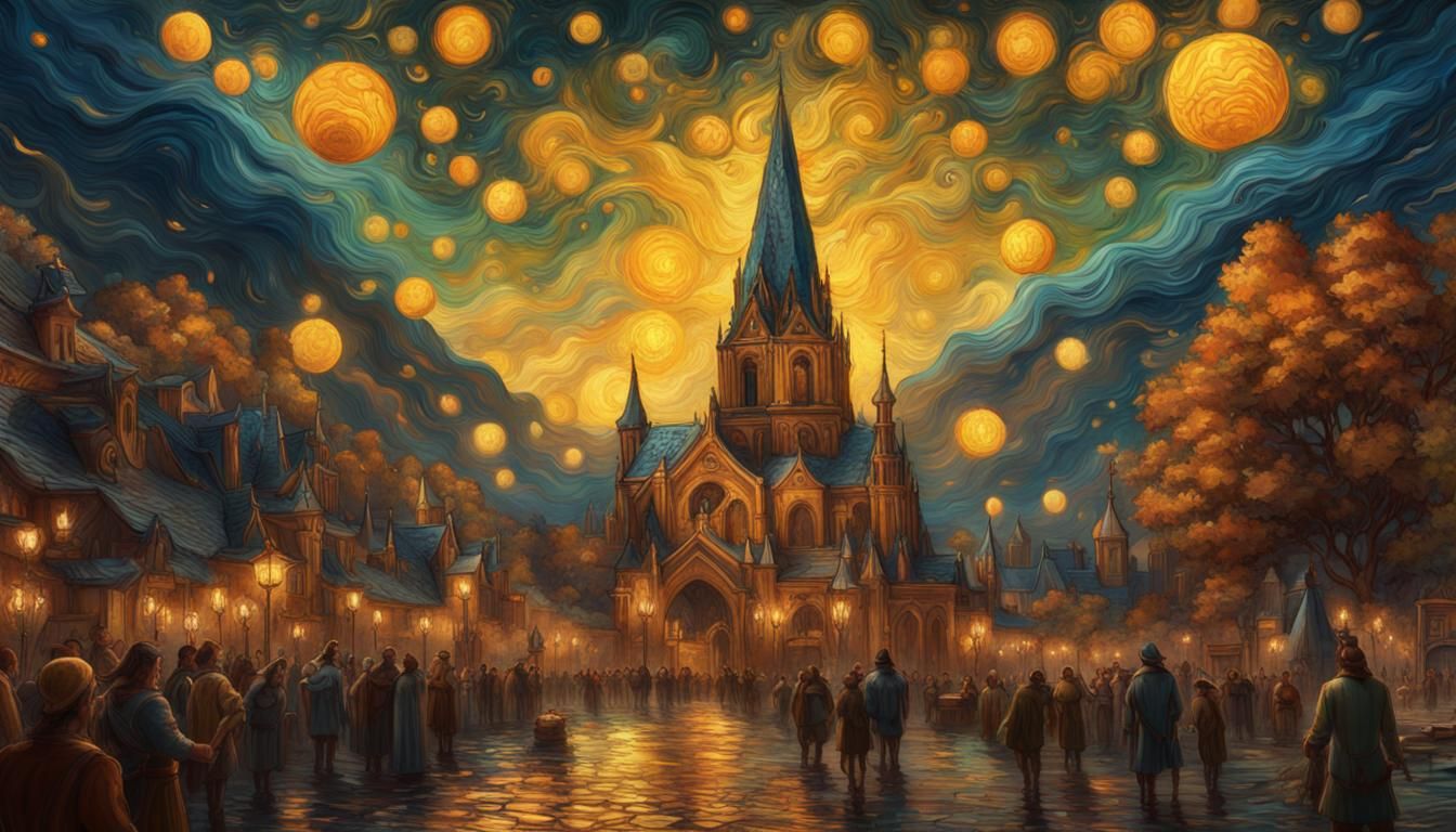 Olympian Gods Celebrate Peace, Van Gogh Style