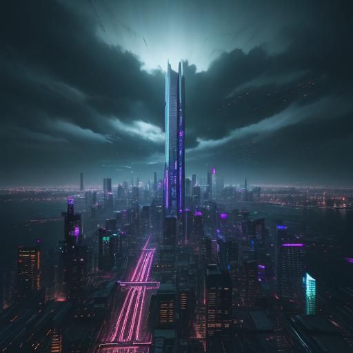Futuristic Cyberpunk Cityscape at Night in 8K
