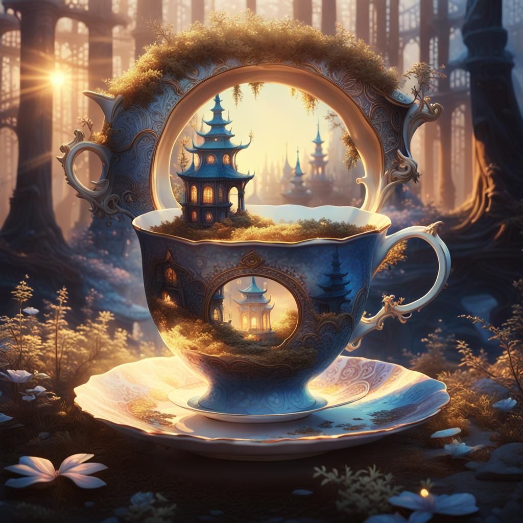 Teacup Portal Opens to Fantasy World in Matte Painting