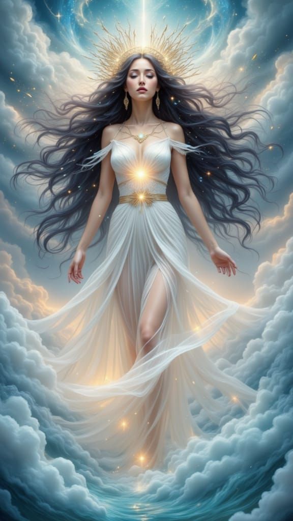 Rainbow Water Goddess in Detailed Photorealism