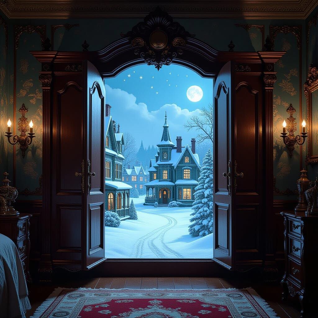 Steampunk Wardrobe Opens to Christmas Town