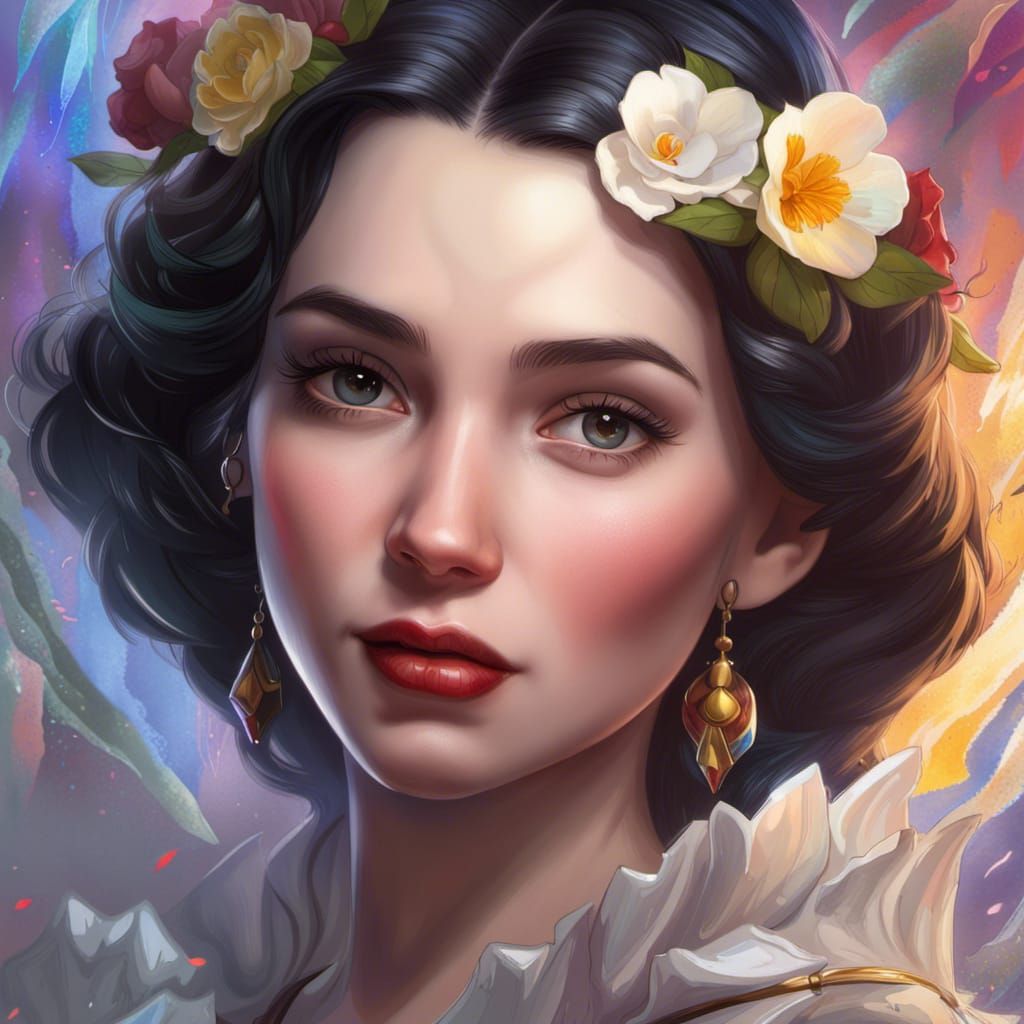 Snow White Portrait in Art Nouveau Style