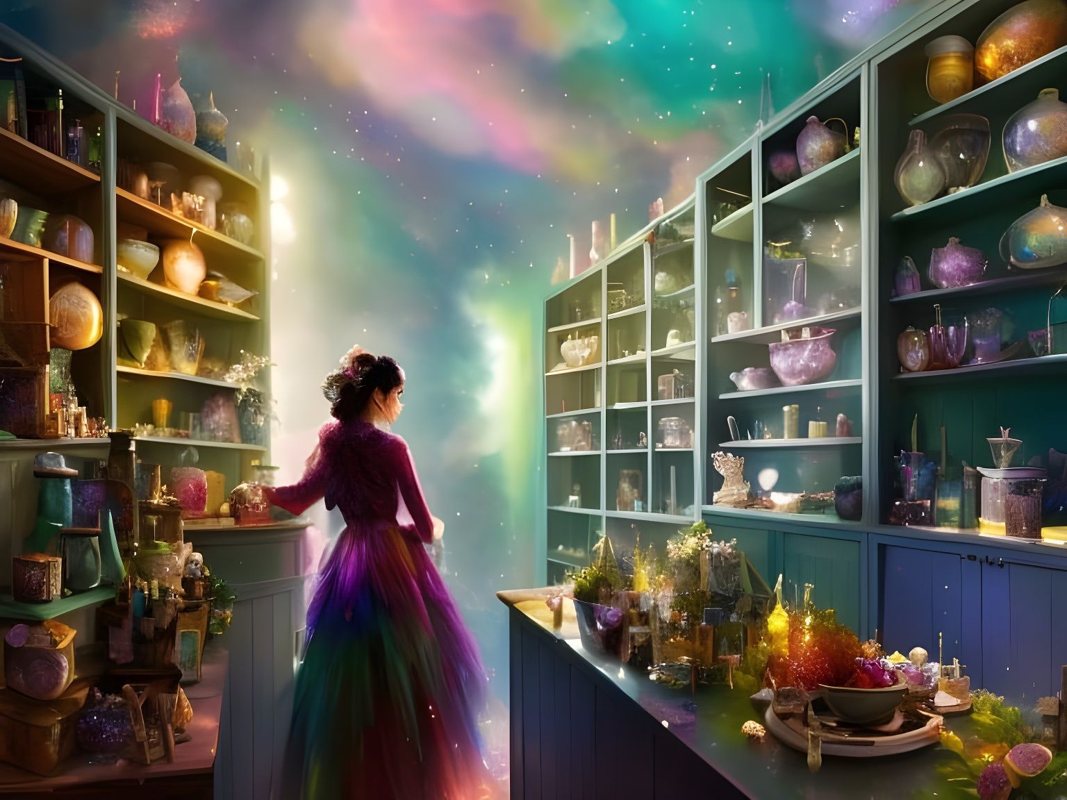 Sparkling Crystal Magic Shop Interior