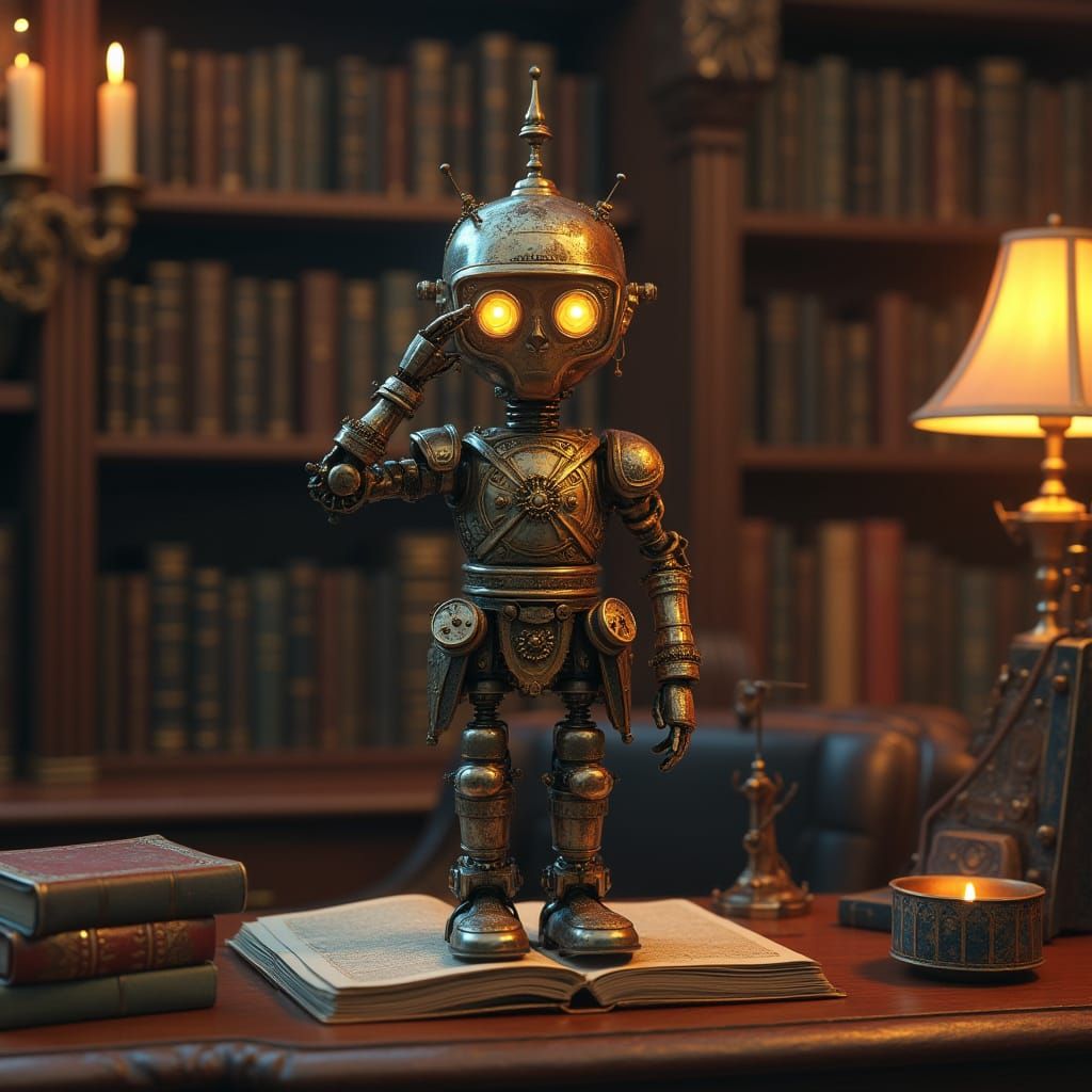 Steampunk Soldier Springs to Life in Cozy Study