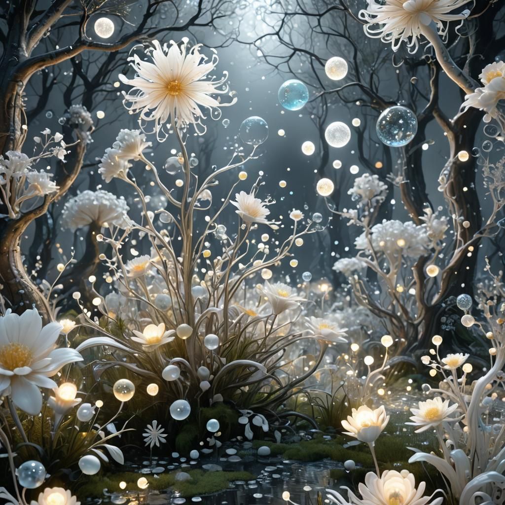 Bioluminescent Enchanted Forest in Abstract Expressionism