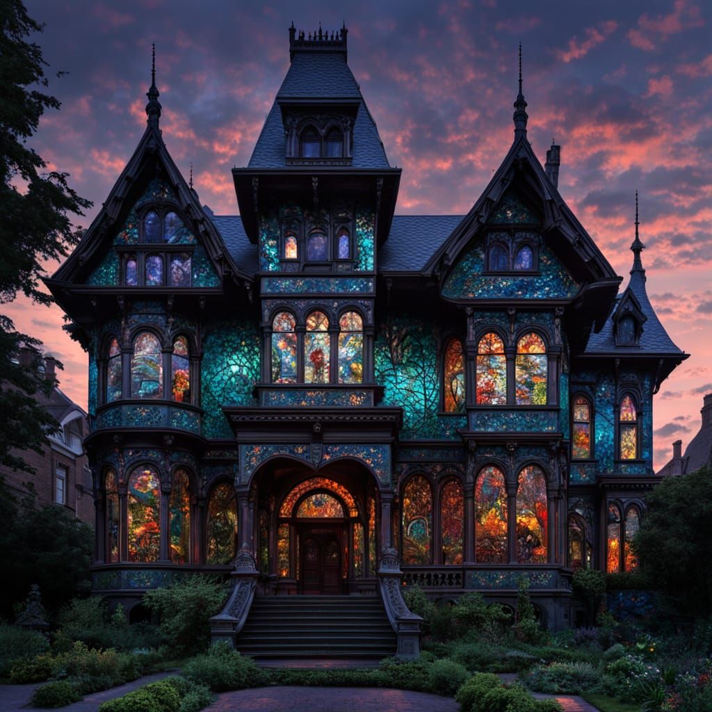 Victorian Mansion in Twilight Elegance