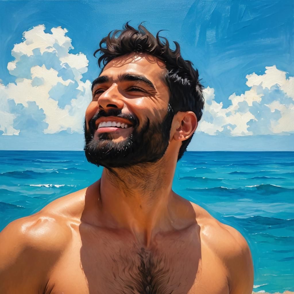 Sensual Arab Gentleman Under Azure Skies