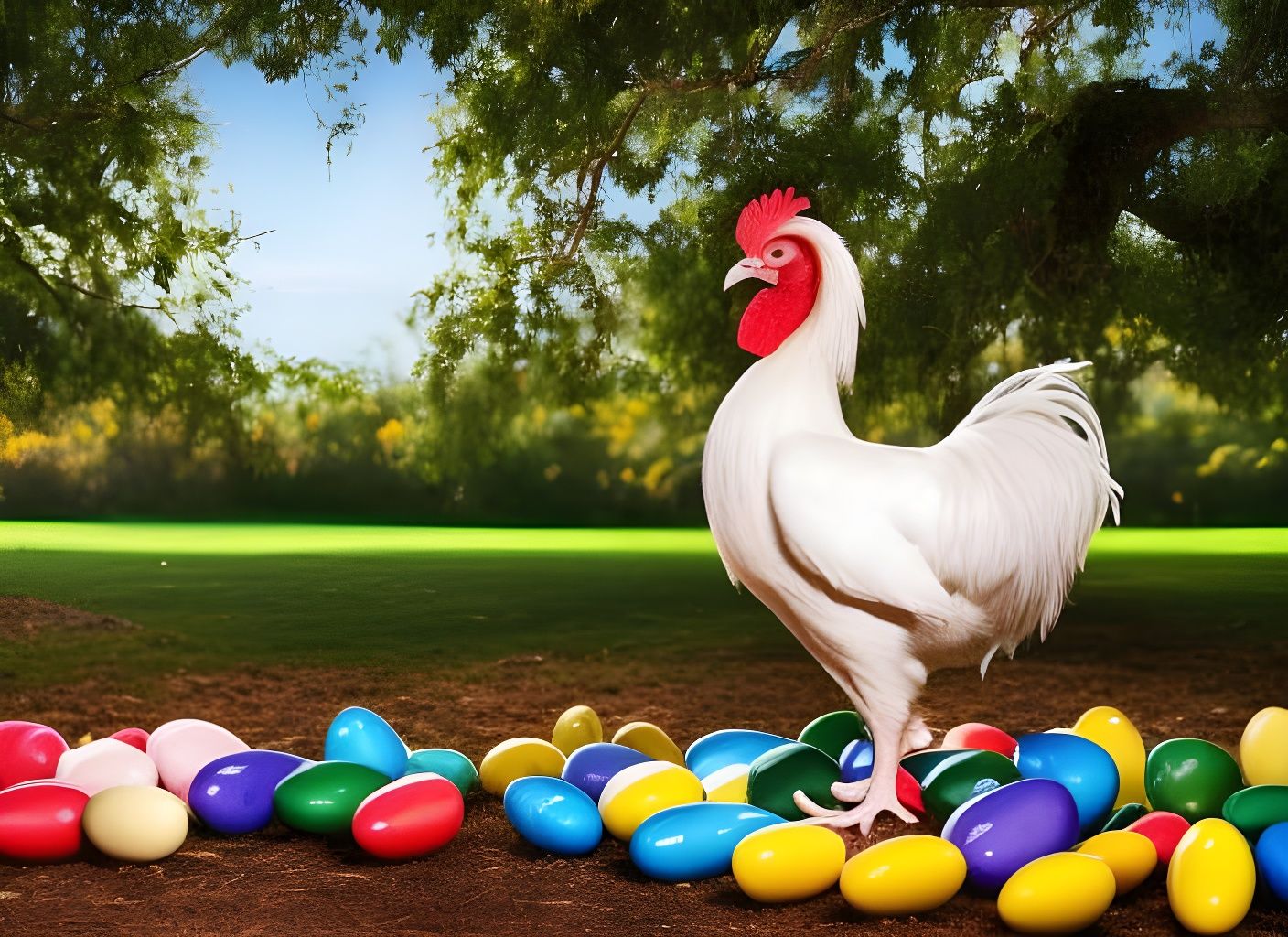 Majestic Rooster and Easter Eggs: 8K Art
