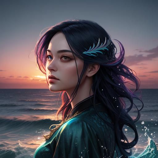 Hyperrealistic Dusk Seascape Concept Art