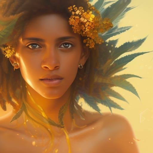 Princess Rasta Girl Portrait in Art Nouveau Style