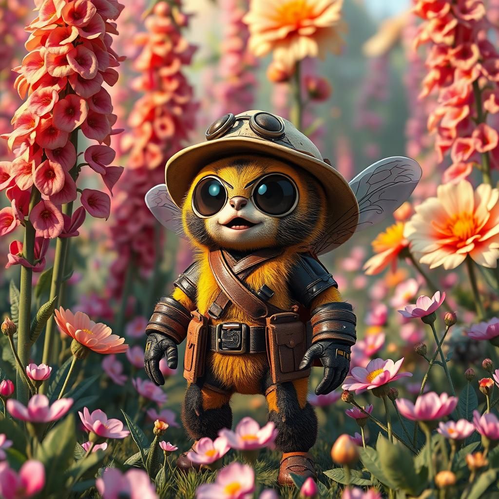Explorer Bumblebee in Flower Field: Matte Painting