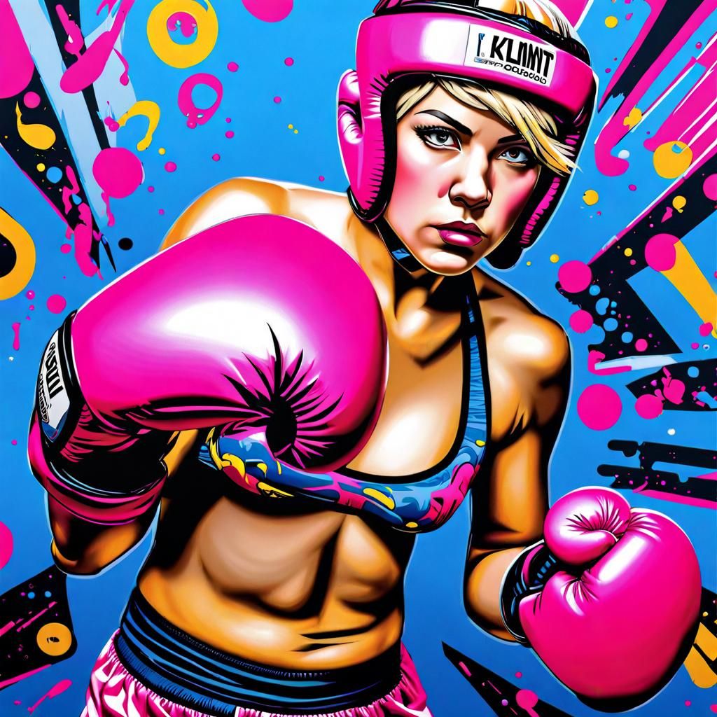 Disabled Boxer Poster Art in Klimt Style