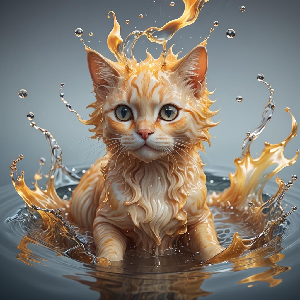 Fiery Water Cat: Fantasy Art on ArtStation