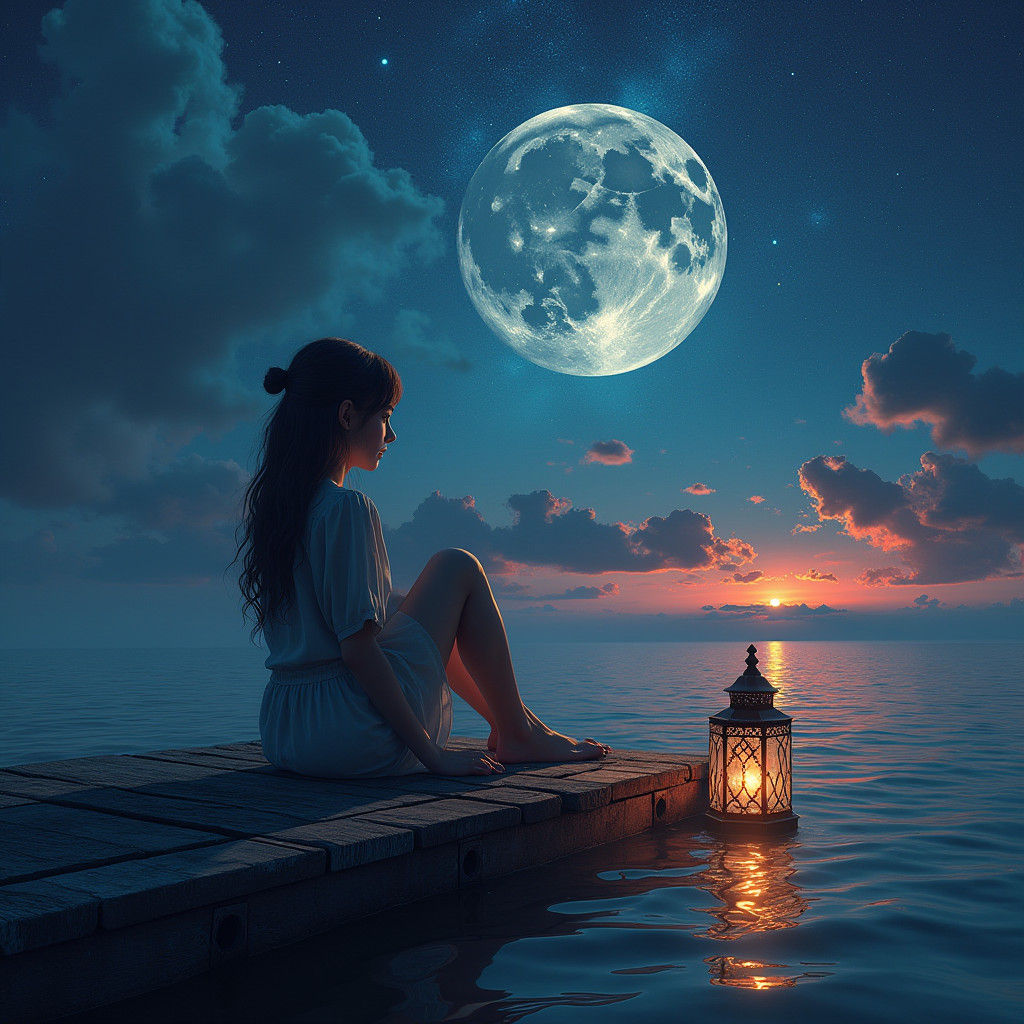 Ethereal Dock Silhouette Under Starry Sky