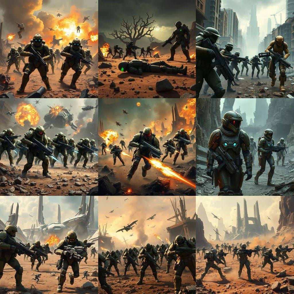 Sci-Fi Armoured Troopers Clash in Epic Ground Battle