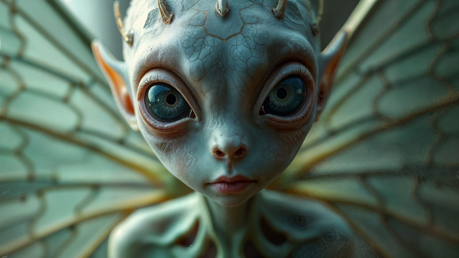 Alien Fairy with Geometric Wings, Digital Matte Painting