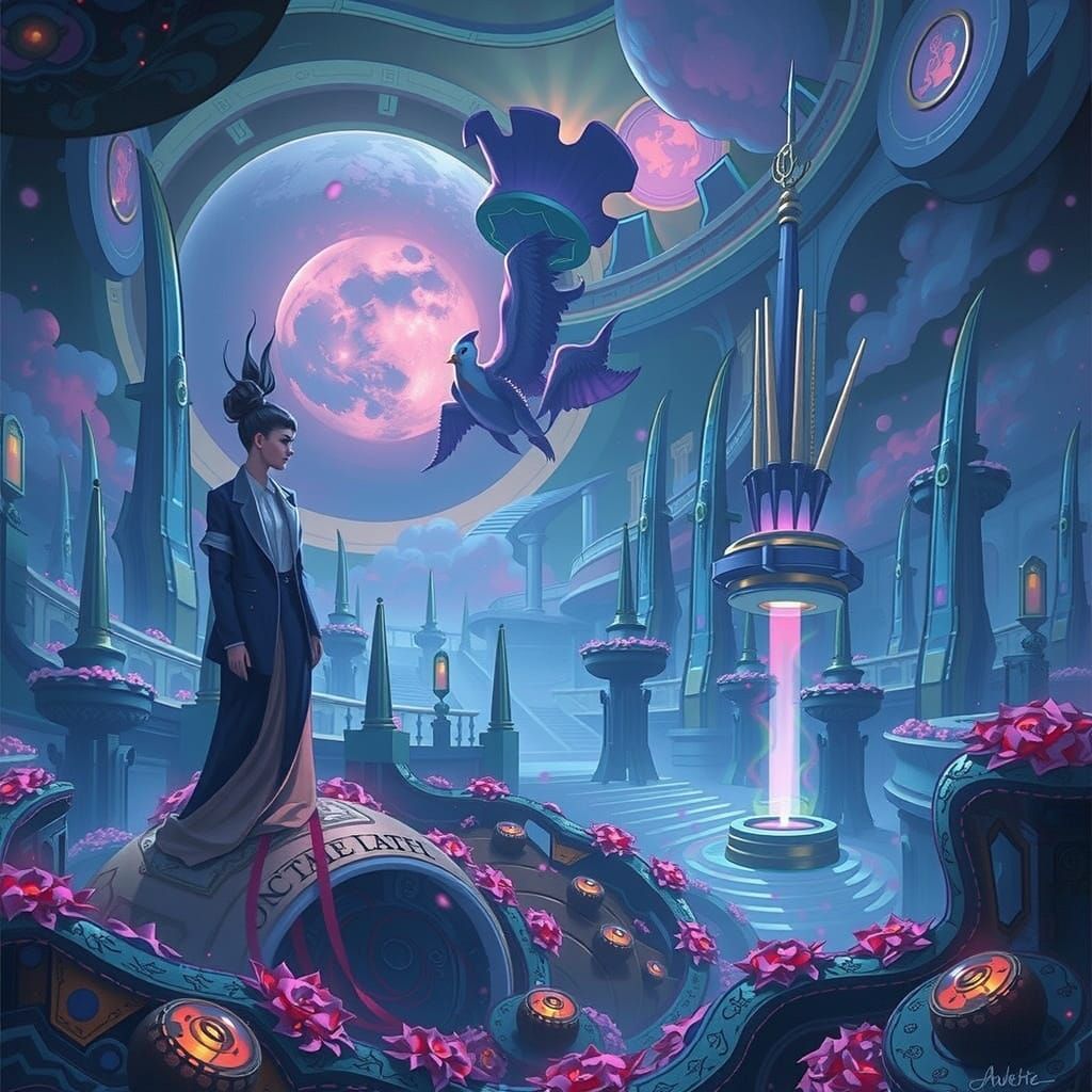 Futuristic Politician in Ornate Government Building