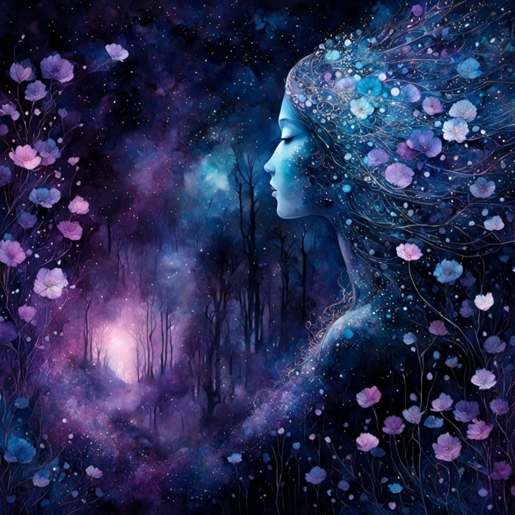 Peaceful Mind in Liquid Ink Style