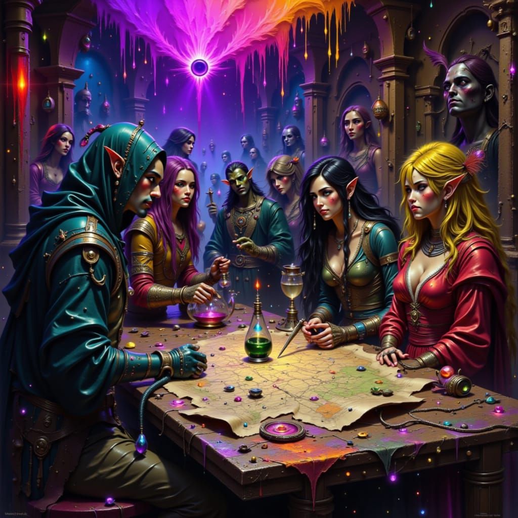 Secret Tavern Meeting: Dwarven Banker, Goblin Chemist, Elf A...