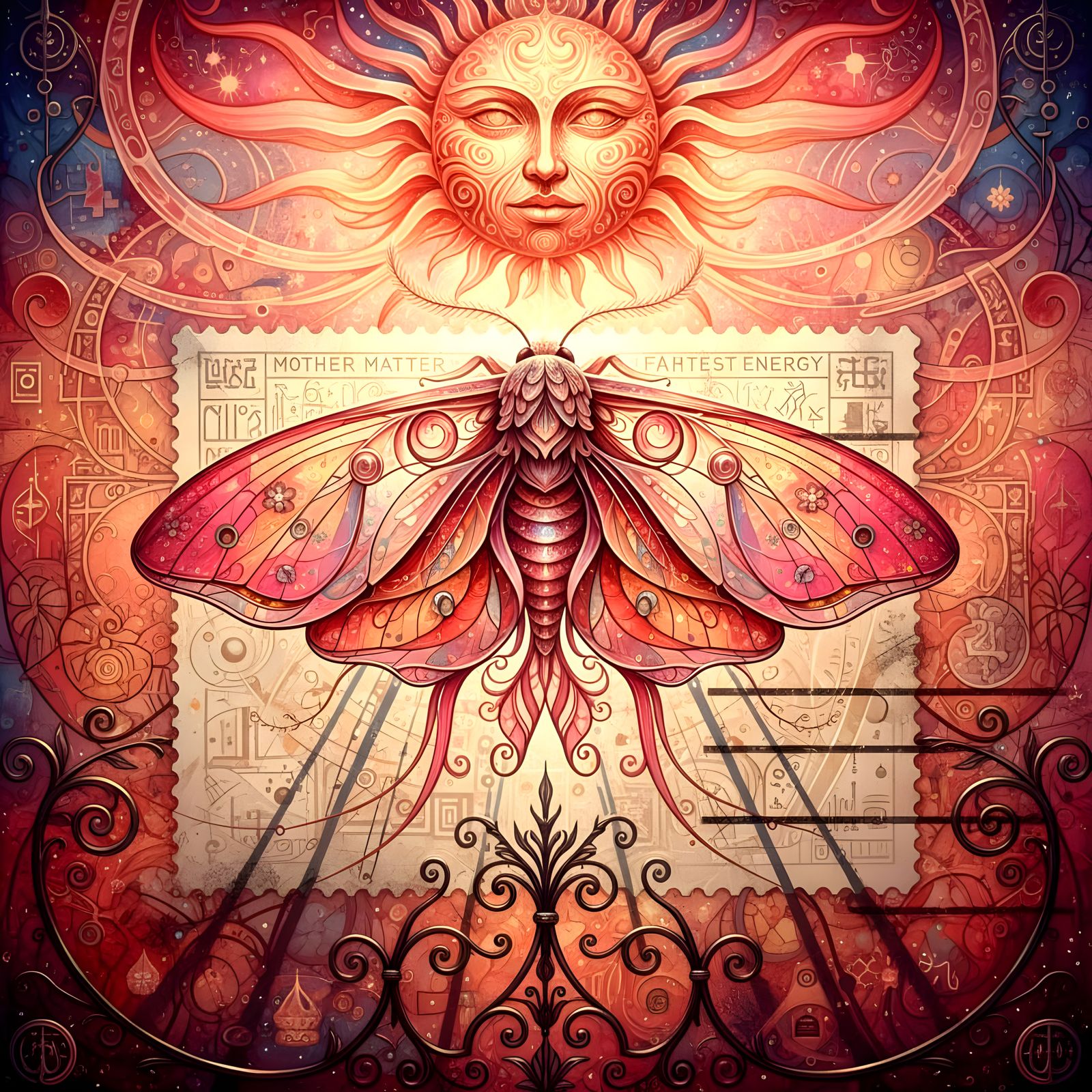 Cosmic Flowers With Starry Filigree and Textured Face