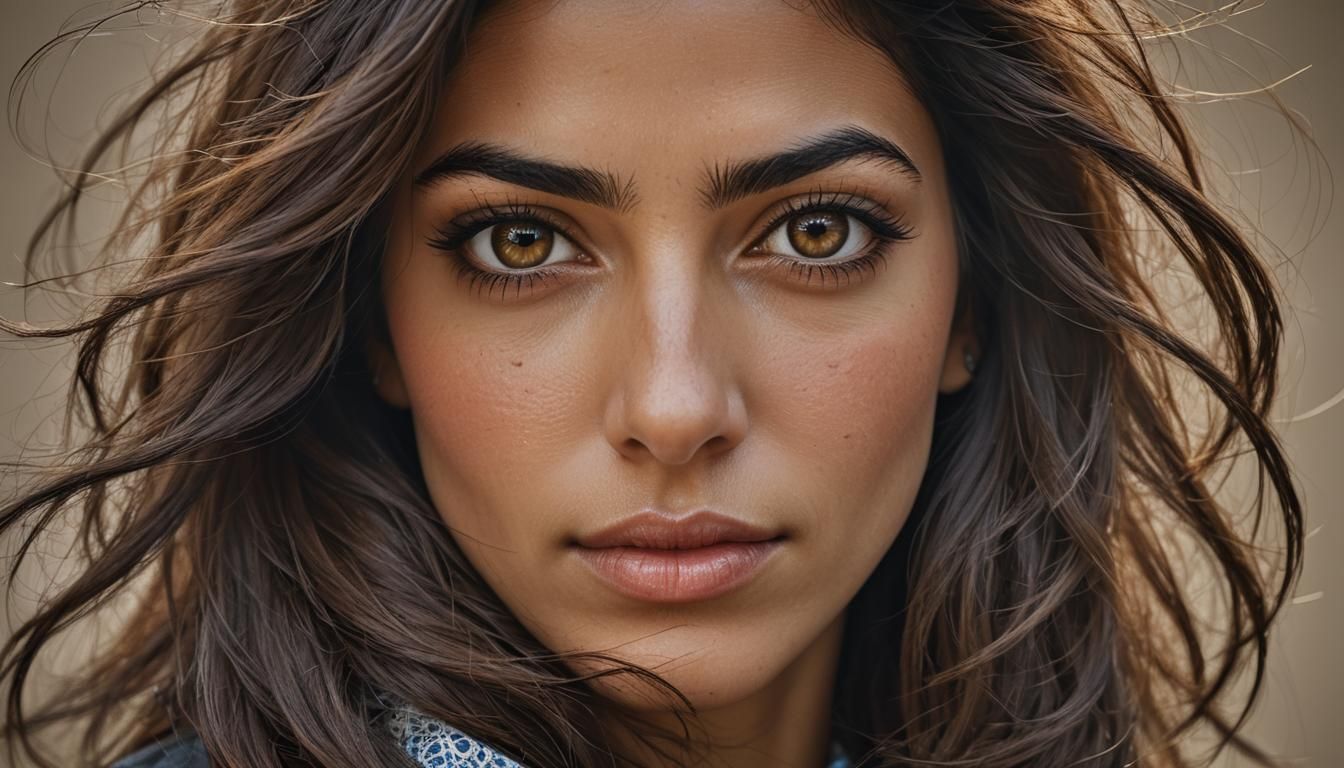 Attractive Iranian Woman Portrait in Studio Lighting