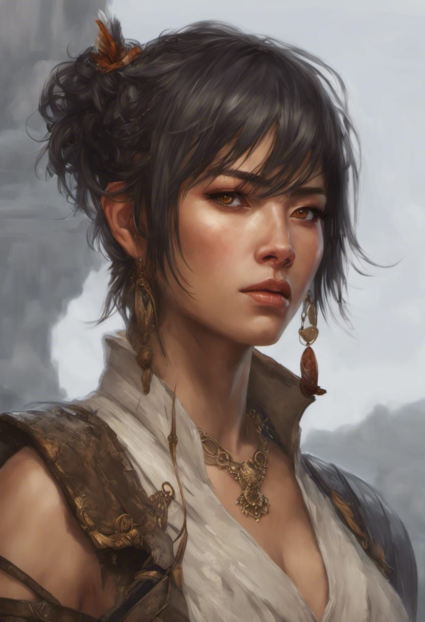 Fierce Amber-Eyed Tomboy Monk: Photorealistic Masterpiece