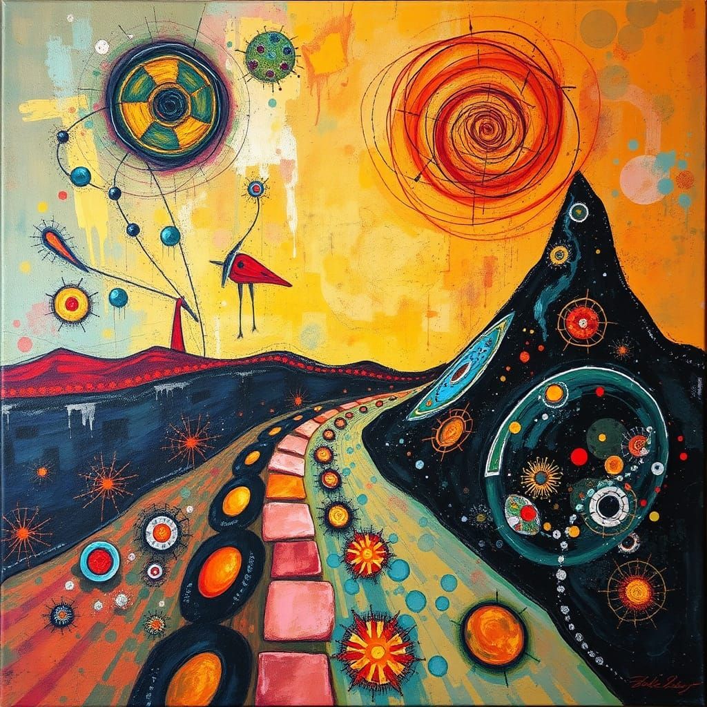 Abstract Road to Eleusis in Batik Style