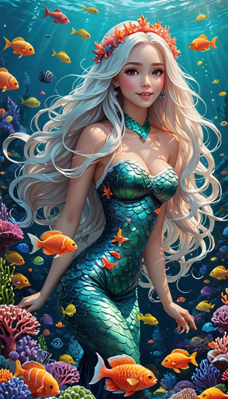 Beautiful Mermaid in Animated 3D Fantasy Art