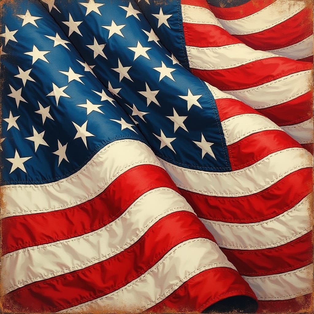 Vibrant American Flag in Pop Art Style