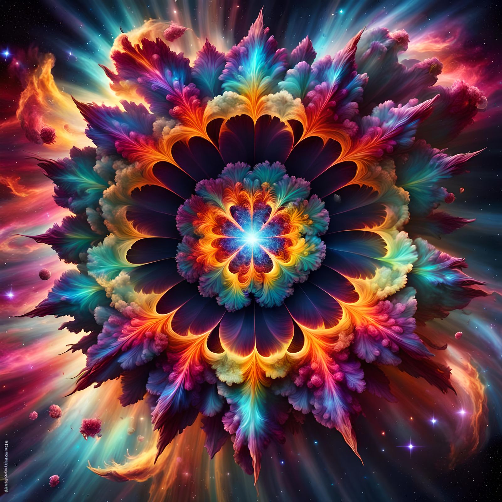 Spectacular Multicolored Nebula in 3D Airbrush Style