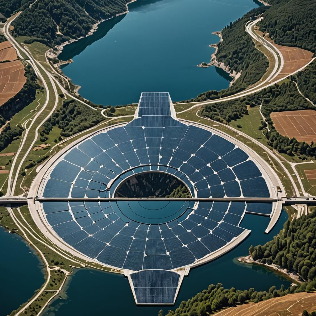 Futuristic Solar Panel Installation at Santa Giustina Dam