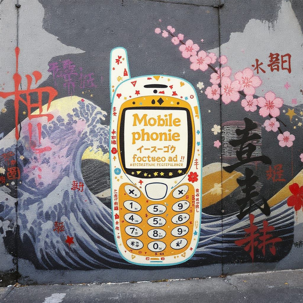 Graffiti Mural: Retro Tech Meets Japanese Art