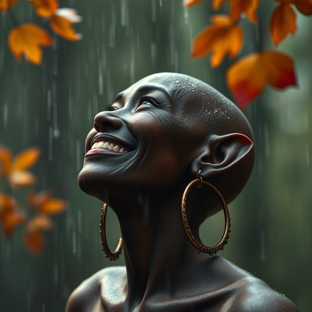 Bald Elf Smiling in the Rain 3