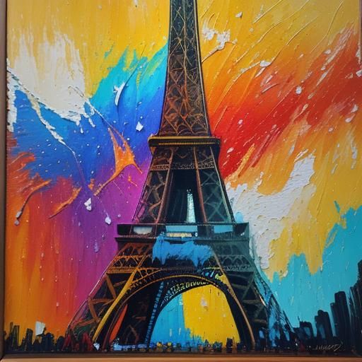 Eiffel Tower in Paris: Vibrant Impasto Oil Painting