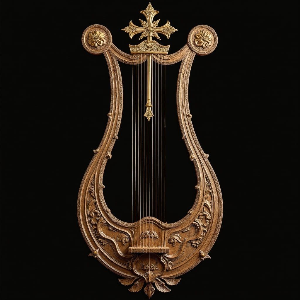 Holy Lyre Harp in Ornate Baroque Style