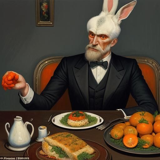 Expressionist Still Life: Rabbit, Orange, and Belarusian Obj...