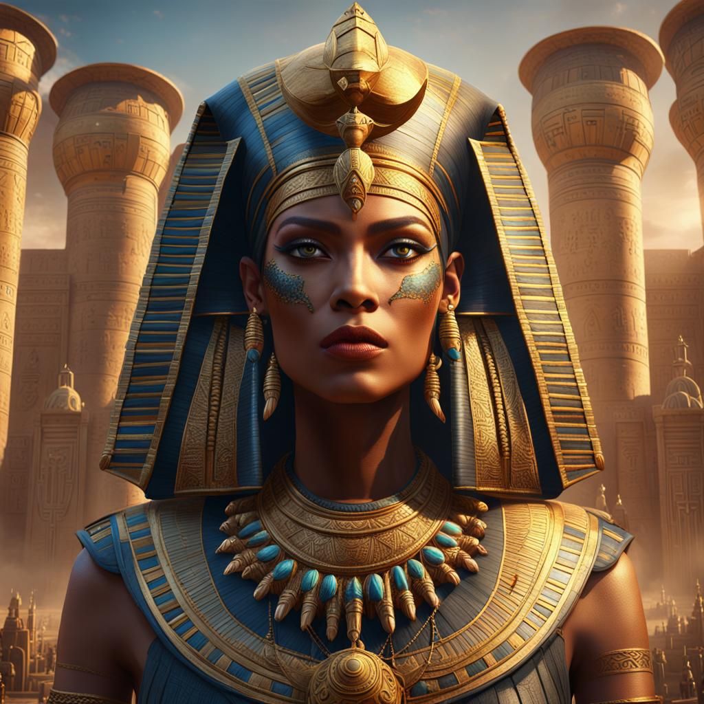 Beautiful Egyptian Queen in Detailed Matte Painting Style