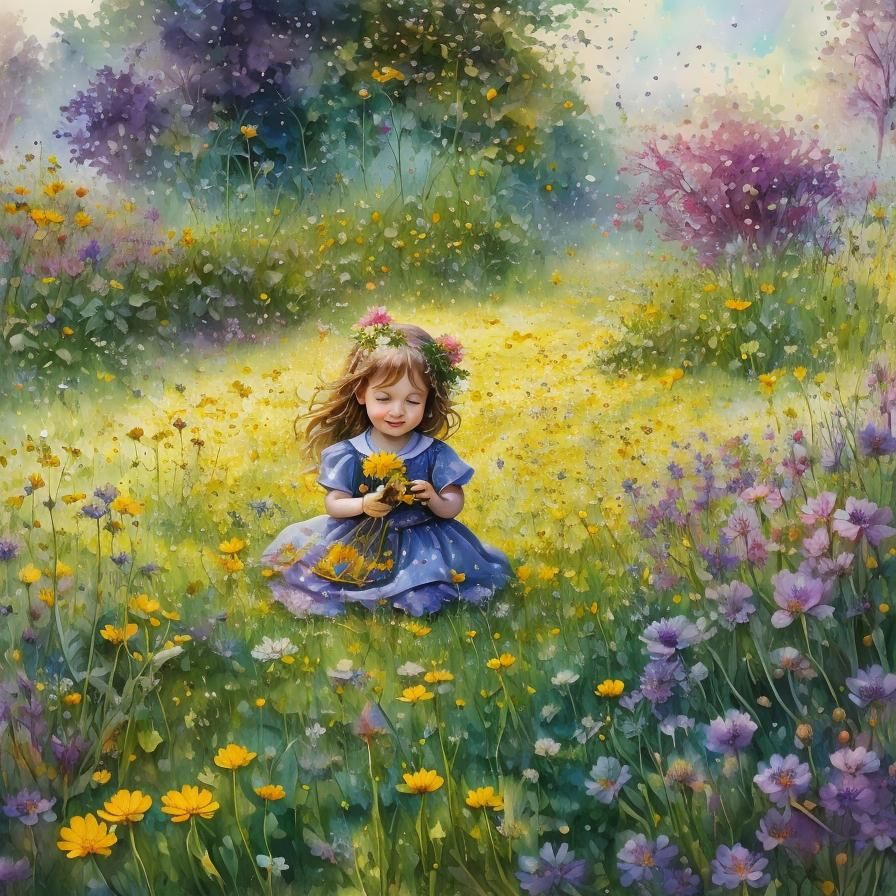 Fairy Child Playing in Morning Sunshine