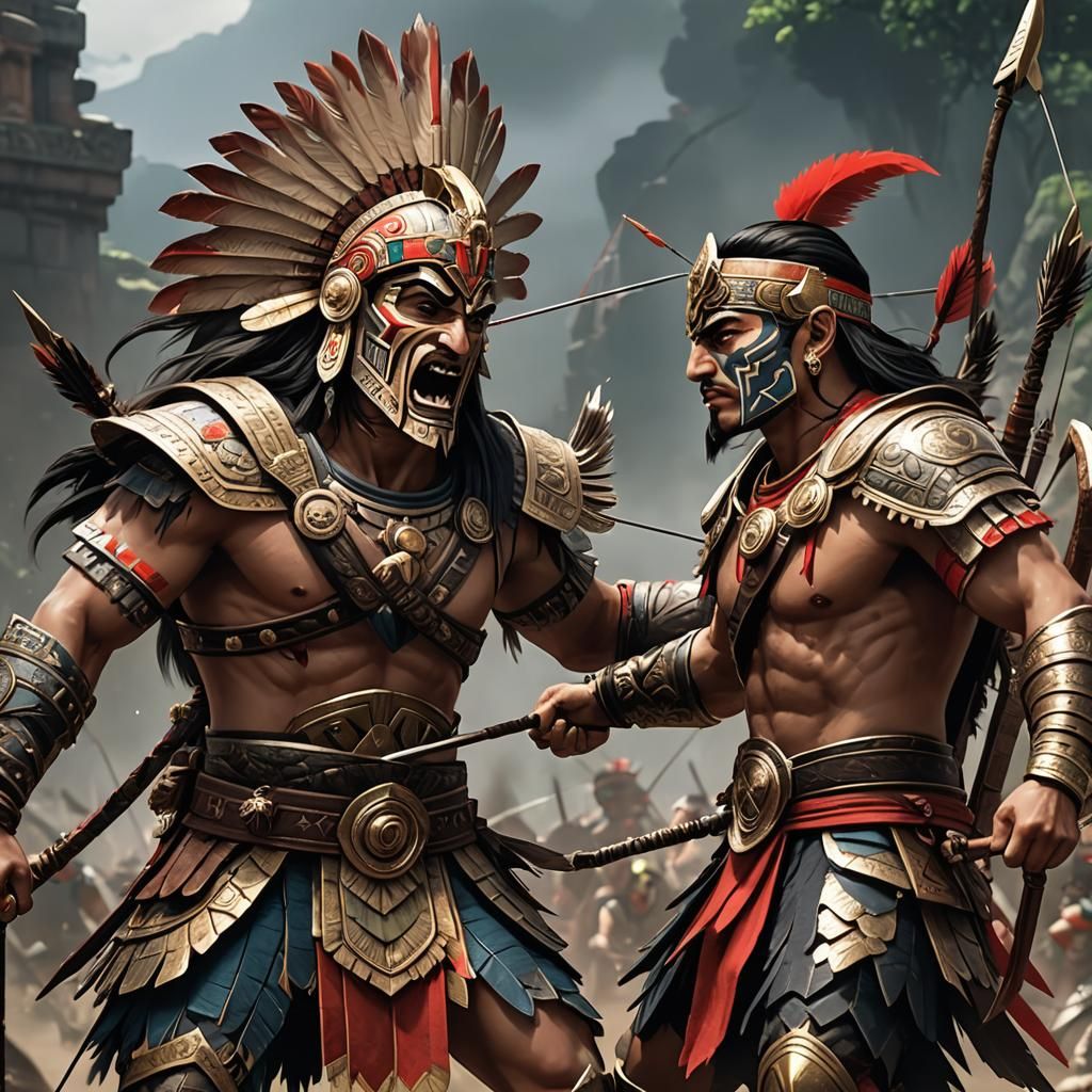 Aztec God Huitzilopochtli Targets Conquistador: 3D Anime Mem...