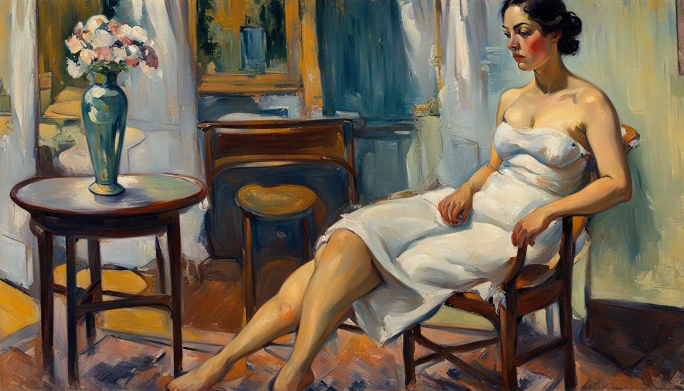 Impressionist Nude in Interior, Evoking Intimacy