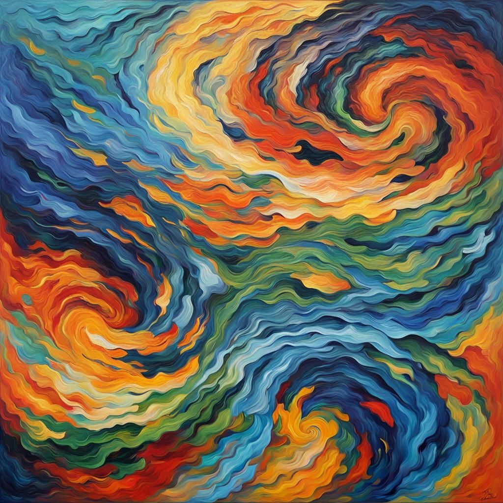 Infinite Swirl: Expressionist Impasto Oil Painting