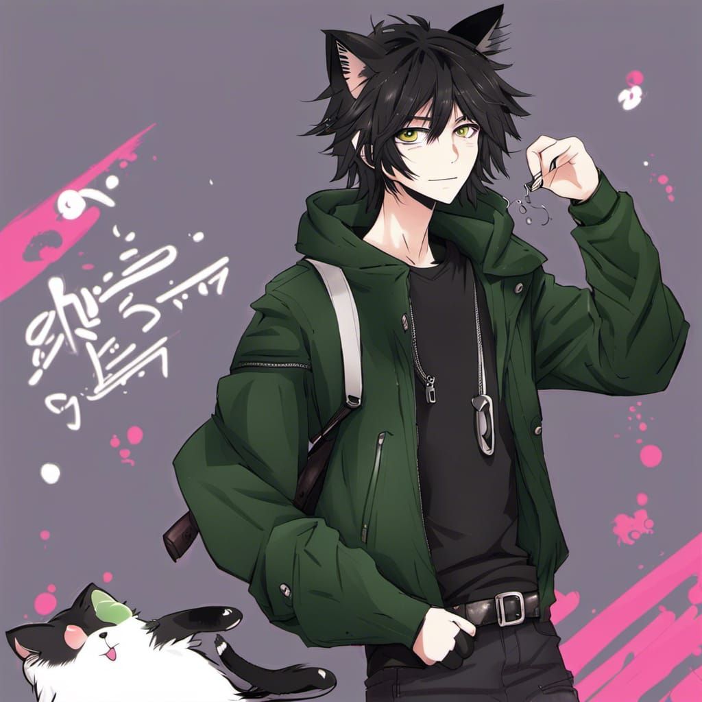 Emo Cat Boy Digital Rendering
