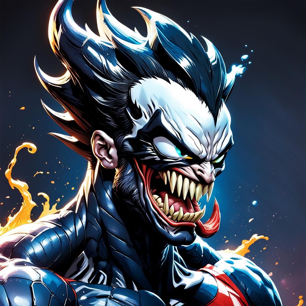 Venom Vegeta Fusion: Hyperrealistic Marvel Concept Art