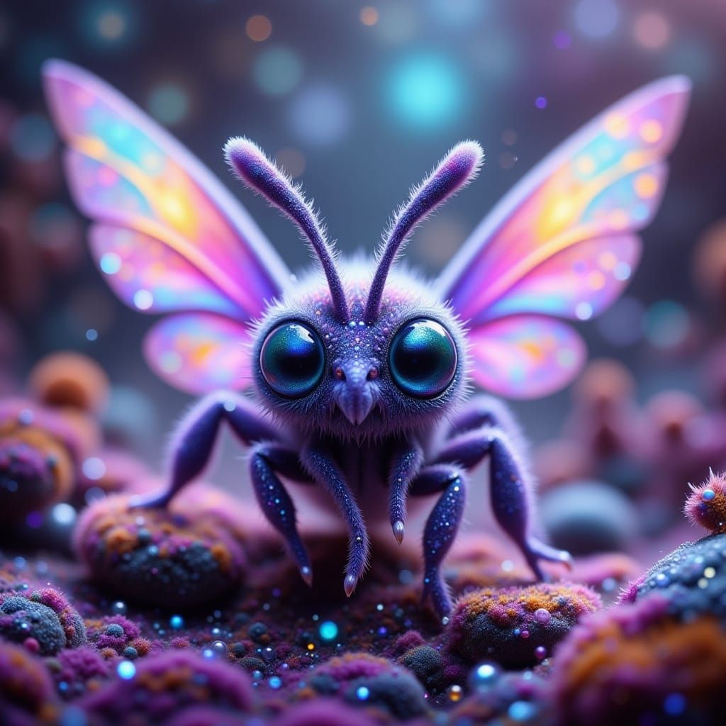 Whimsical Six-Legged Fairy with Iridescent Wings