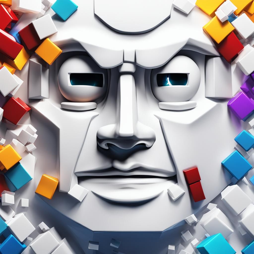 Hyperrealistic Roblox Face on White Background