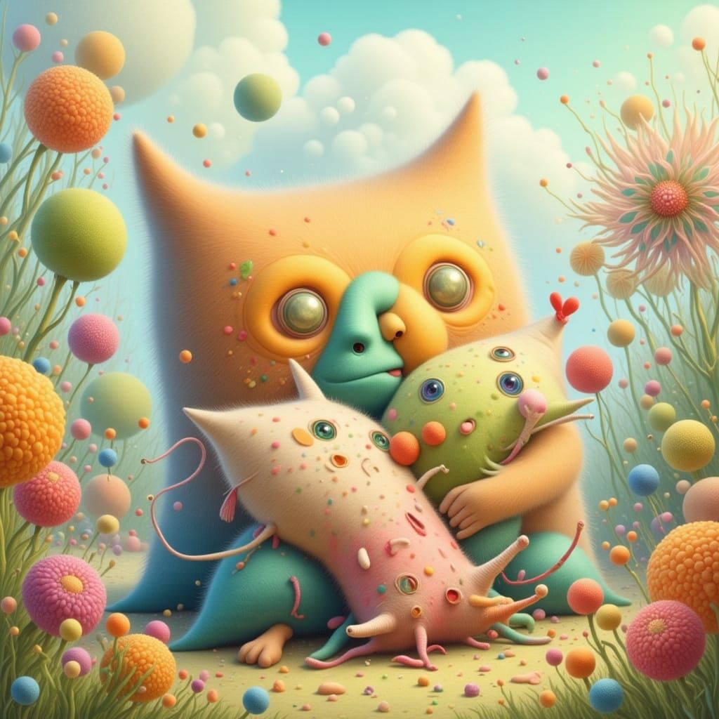 Fluffy Pillow Monster Hugs Patterned Pillow