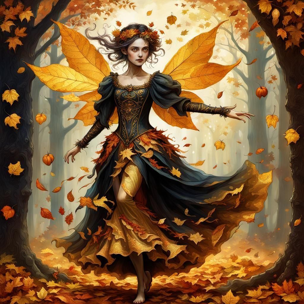 Autumn Fairy Dancing in Golden Light