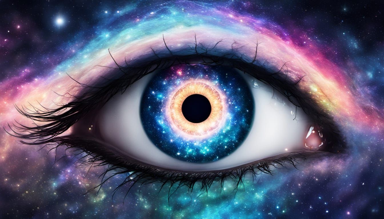 Elven Eye Reflecting a Galaxy
